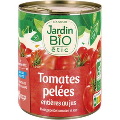 Tomates pelées entières au jus BIO, Jardin Bio (800 g)