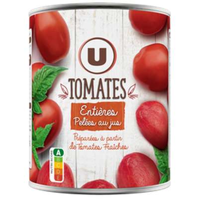 Tomates entières pelées au jus, U (476 g)