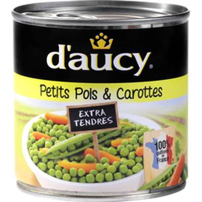 Petits pois extra-tendres et carottes, d'Aucy (265 g)