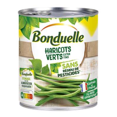 Haricots verts extra fins sans résidus de pesticides, Bonduelle (440 g)