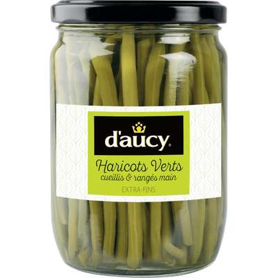 Haricots verts extra fins cueillis et rangés main, D'aucy (180 g)