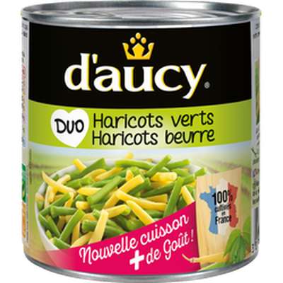 Duo haricots verts et haricots beurre, D'aucy (225 g)