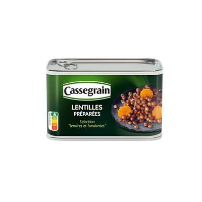 Lentilles cuisinées aux oignons et carottes, Cassegrain (265g)