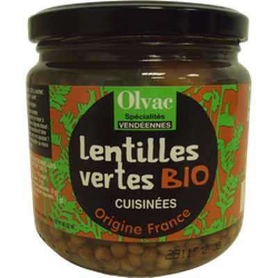 Lentilles vertes cuisinées BIO, Olvac (410 g)