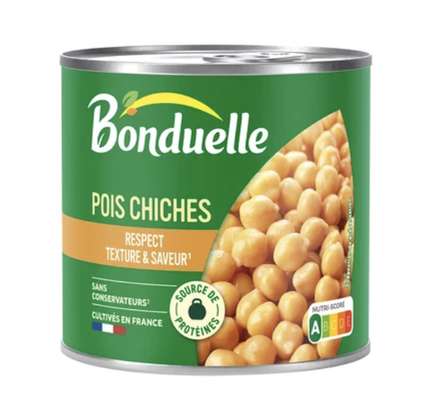 Pois chiches très peu de jus, Bonduelle (310 g / poids net égoutté 265 g)