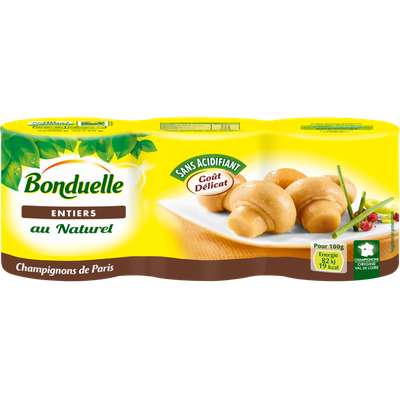 Champignons de Paris entiers 1er choix, Bonduelle (x 3, 345 g)