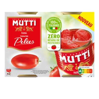 Tomates pelées zéro résidu de pesticides, Mutti (2 x 400 g)