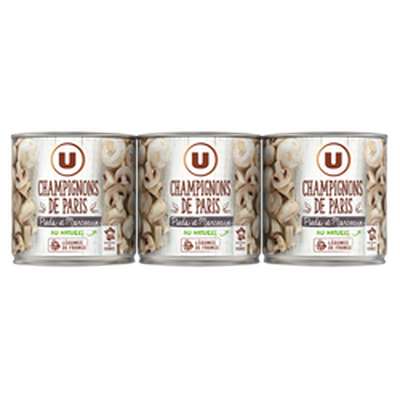 Champignons de Paris pieds & morceaux, U (3 x 115 g)