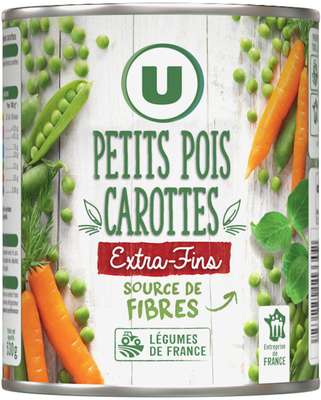 Petits pois carottes extra fins, U (530 g)