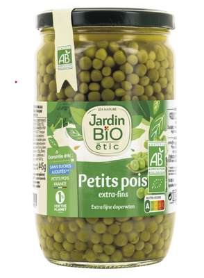 Petits pois très fins BIO, Jardin Bio (660 g)