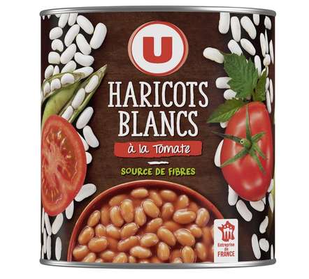 Haricots blancs tomate, U (800 g)