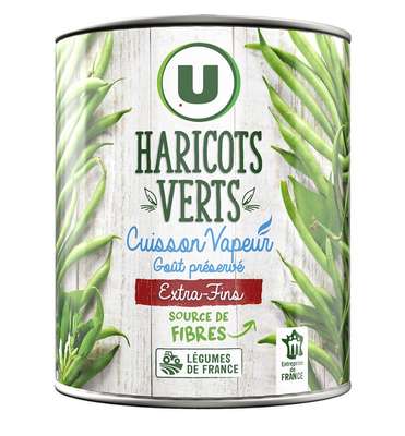 Haricots verts extra fins cuisson vapeur, U (440 g)