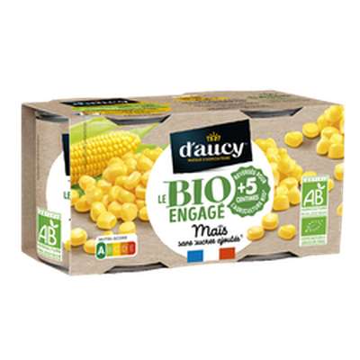 Maïs doux en grains sous vide BIO, d'Aucy (2 x 150 g)