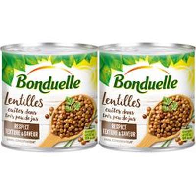Lot de 2 lentilles très peu de jus, Bonduelle (2 x 265 g)