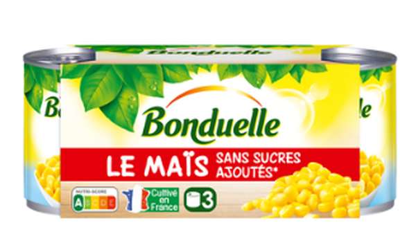 Maïs sans sucres ajoutés doux en grains, Bonduelle (3 x 140 g)
