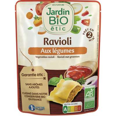 Plat cuisiné bio ravioli légumes BIO, Jardin Bio (250 g)