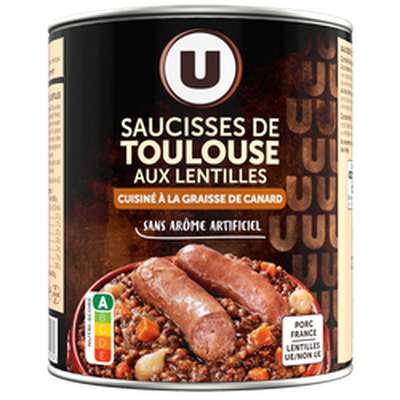 Saucisses de Toulouse aux lentilles, U (840 g)