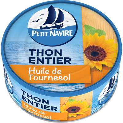 Thon entier à l'huile de tournesol, Petit Navire (160 g)
