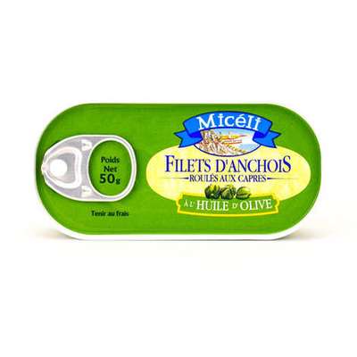 Filets d'anchois roulés aux câpres à l'huile d'olive, Micéli (50 g)