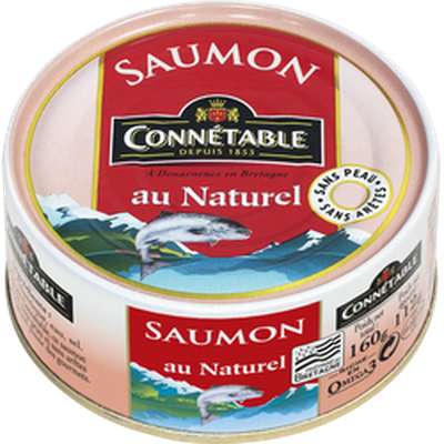 Saumon au naturel sans peau et sans arêtes, Connetable (112 g)