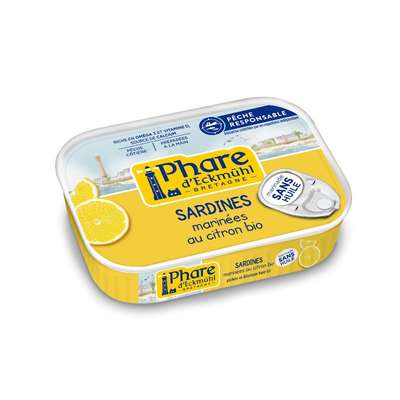 Sardine pêche responsable marinée au citron bio sans huile, Phare d'Eckmuhl (135 g)