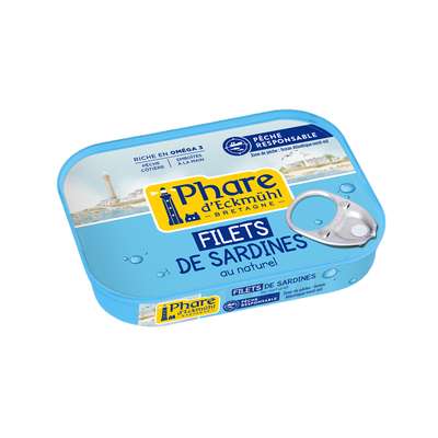 Filets de sardines pêche responsable au naturel, Phare d'Eckmuhl (70 g)