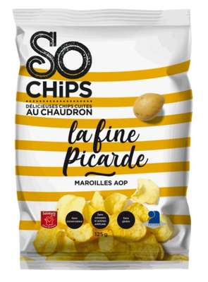 Chips artisanales cuites au chaudron aromatisée au maroilles AOP, So chips (125 g)