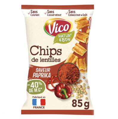 Chips de lentilles goût paprika Natur'&bon, Vico (85 g)