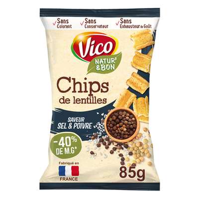 Chips de lentilles saveur sel et poivre, Vico (85 g)