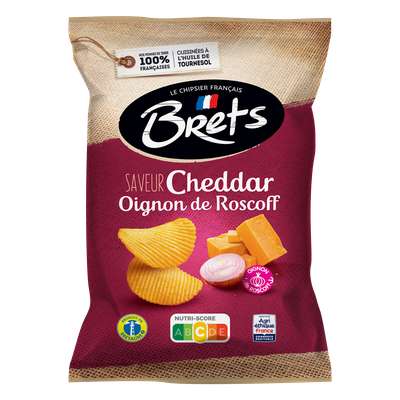 Chips saveur cheddar oignons, Brets   (125 g)