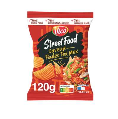 Chips street food saveur poulet Tex mex, Vico   (120 g)