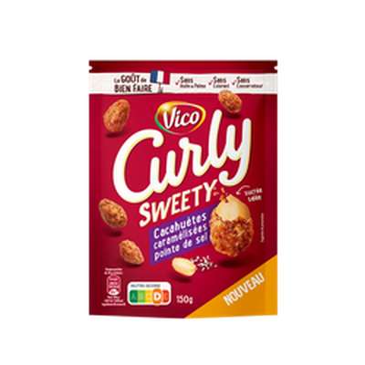 Cacahuètes caramélisées pointe de sel Sweety Curly, Vico (150 g)