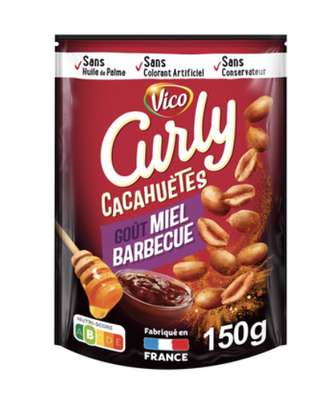 Cacahuètes Curly goût miel barbecue, Vico (150 g)