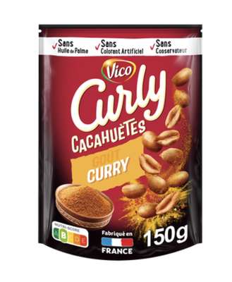 Cacahuètes Curly goût curry, Vico (150 g)