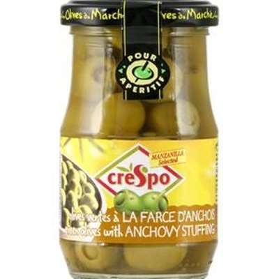Olives vertes fourrées aux anchois, Crespo (120 g)