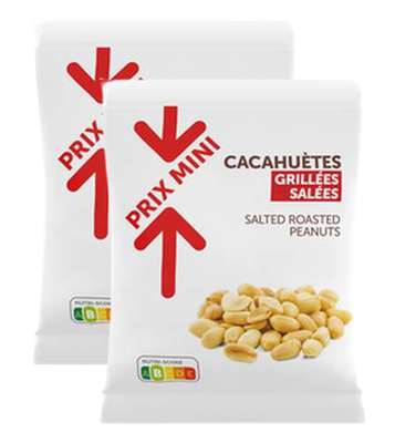 Cacahuètes grillées salées, Prix Mini (Lot de 2 x 250 g)