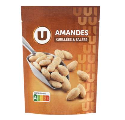 Amandes grillées et salées, U (100 g)