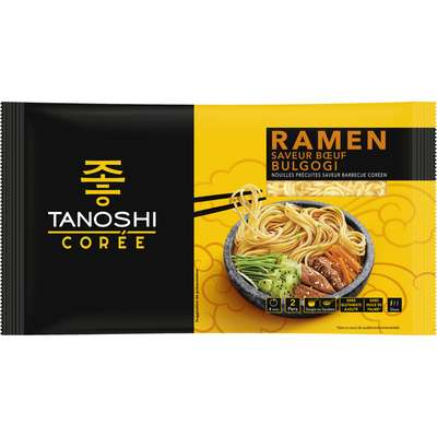 Ramen saveur boeuf Bulgogi nouilles précuites, Tanoshi (360 g)