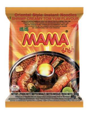 Nouilles saveur crevettes tom yum crémeux, Mama (55 g)