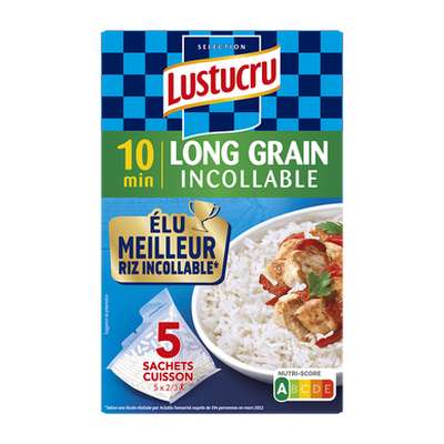 Riz long grain incollable cuisson 10 min, Lustucru (5 x 180 g)
