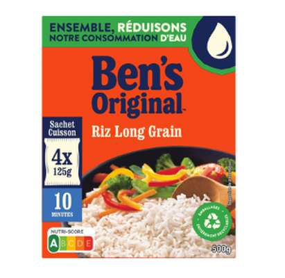Riz long grain cuisson rapide 10min en sachet, Ben's (4 x 125 g)