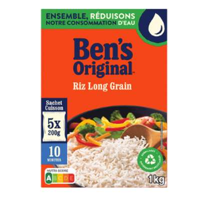 Riz Long grain cuisson rapide 10min en sachet, Ben's (5 x 200 g)