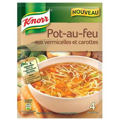 Soupe déshydratée pot au feu vermicelles et carottes, Knorr (55 g)