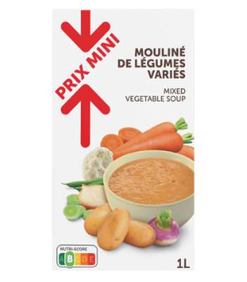 Soupe Mouliné de légumes variés, Prix Mini (1 L)