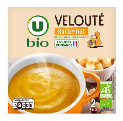 Soupe velouté de courge butternut et potimarron BIO, U BIO (2 x 30 cl)