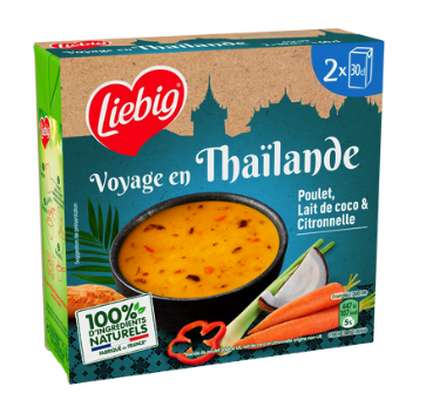 Soupe voyage en Thaïlande au poulet, lait de coco & citronnelle, Liebig (2 x 30 cl)