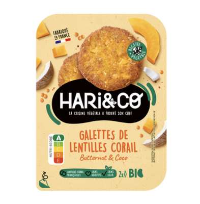 Galettes de lentilles corail butternut et coco, Hari&Co (170 g)