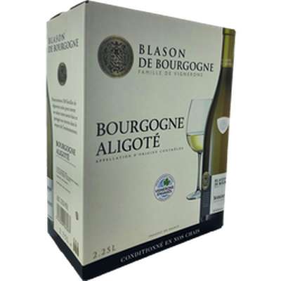 Vin Bourgogne aligoté AOP blanc, blasons de Bourgogne, BIB (2,25 L)