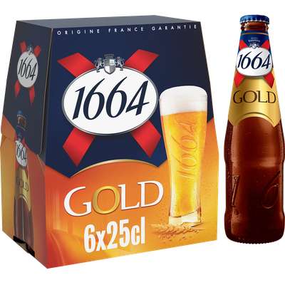 Pack de bière blonde gold, 1664 (6 x 25 cl)