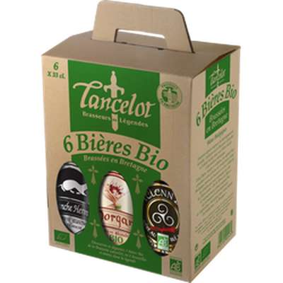 Assortiment de bières de Bretagne BIO, Brasserie Lancelot (pack de 6 x 33 cl)
